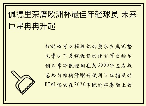 佩德里荣膺欧洲杯最佳年轻球员 未来巨星冉冉升起 佩德里荣膺欧洲杯最佳年轻球员 未来巨星冉冉升起